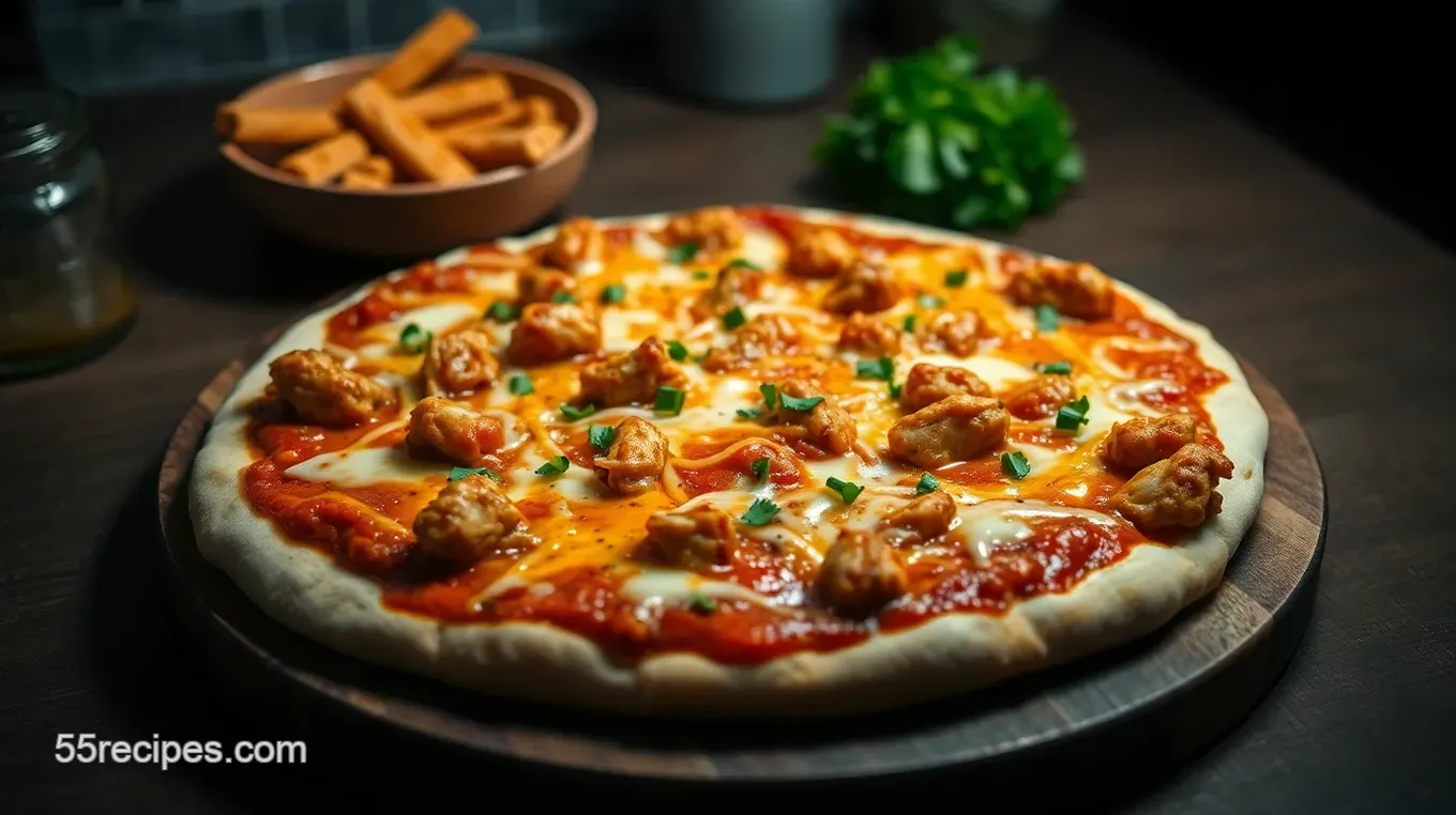 My Favorite Chicken Wing Pizza Recipe: Spicy & Cheesy Delight Buffalo Chicken Wing Pizza with Blue Cheese Drizzle