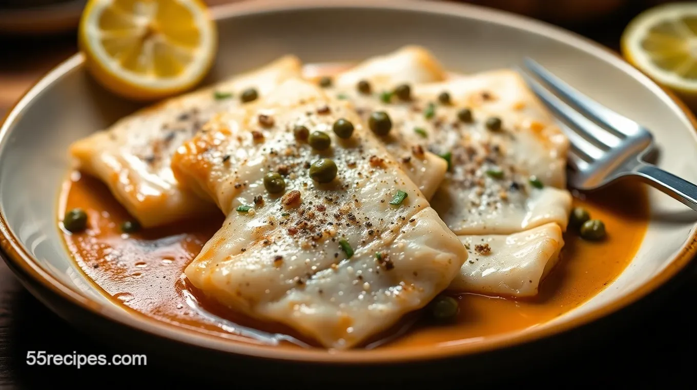 Flounder Filets in Lemon Caper Butter Sauce