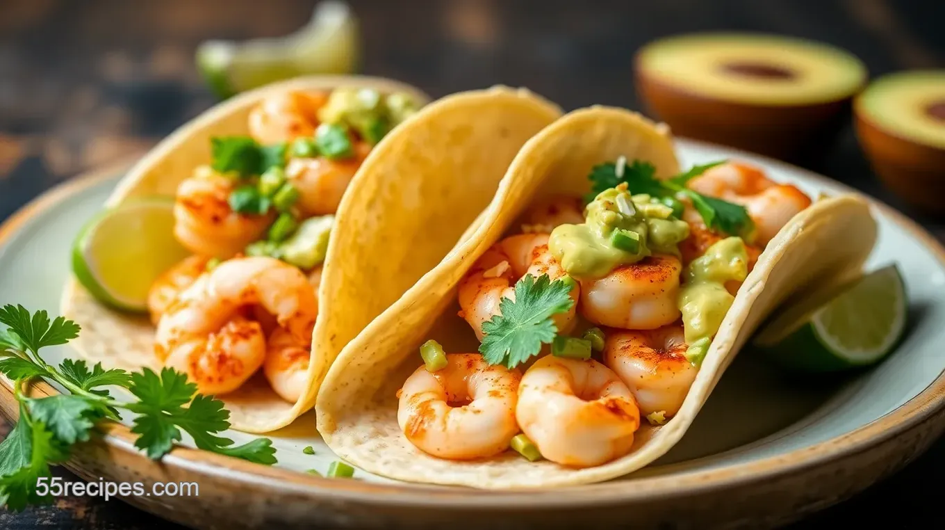 Florida Sunshine Shrimp Tacos with Avocado Lime Crema