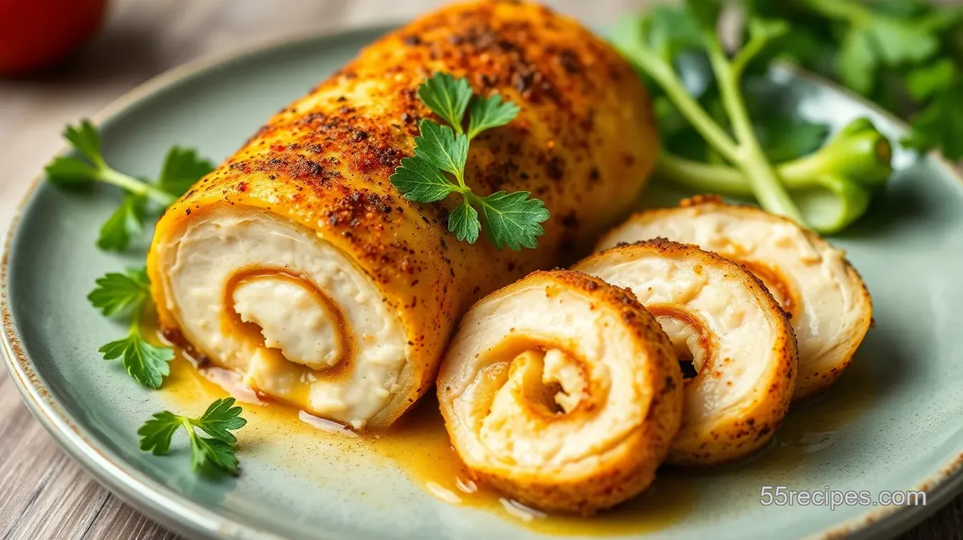 Chicken and Cheese Jalouise Roulade