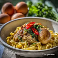 Chicken and Egg Noodle Recipe with Garlic and Herbs: Creamy and Flavorful
