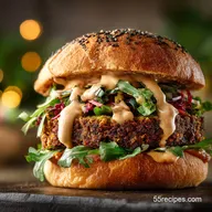 Falafel Burger: Ultra-Crispy Patties with Spiced Harissa-Tahini Drizzle