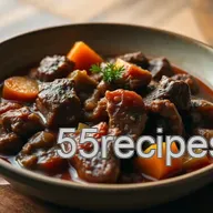 My Grandmother's Hearty Simmered Beef Stew with Red Wine & Veggies