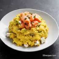Quick Protein Breakfast Smoked Salmon Feta Scramble