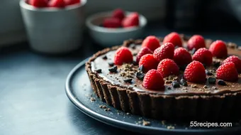 Easy Decadent Dairy-Free Chocolate Raspberry Tart Recipe recipe card