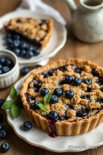 Blueberry Crumble Pie presentation