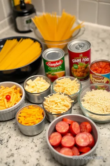 Vintage Spaghetti Hot Dog Bake ingredients