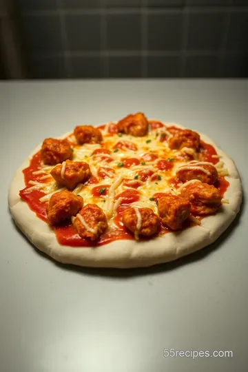 Buffalo Chicken Wing Pizza with Blue Cheese Drizzle presentation