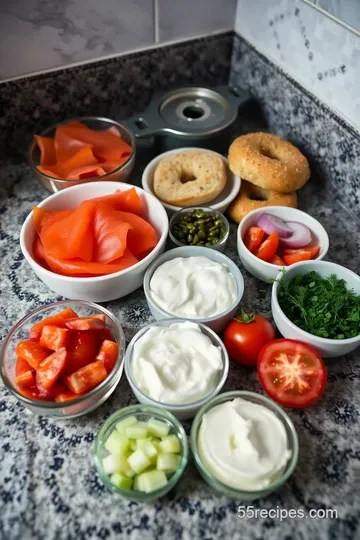 Classic Lox and Bagels with Cream Cheese and Capers ingredients
