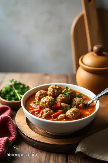 Hearty Minestrone Soup with Meatballs presentation