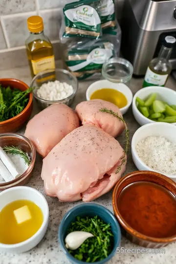 Herb-Crusted Roasted Chicken Thighs with Vegetable Medley ingredients