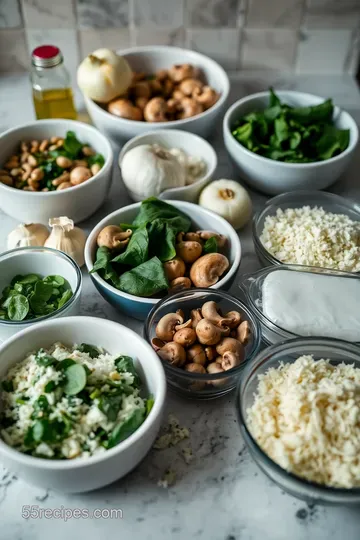 Creamy Spinach Mushroom Lasagna ingredients