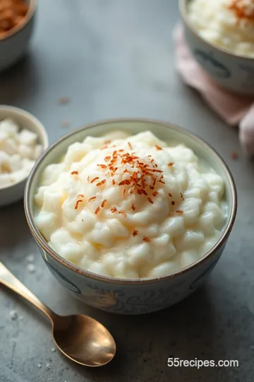 Decadent Creamy Coconut Milk Rice Pudding presentation