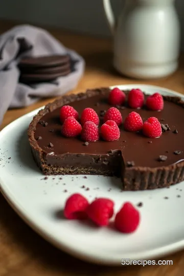 Decadent Dairy-Free Chocolate Raspberry Tart presentation