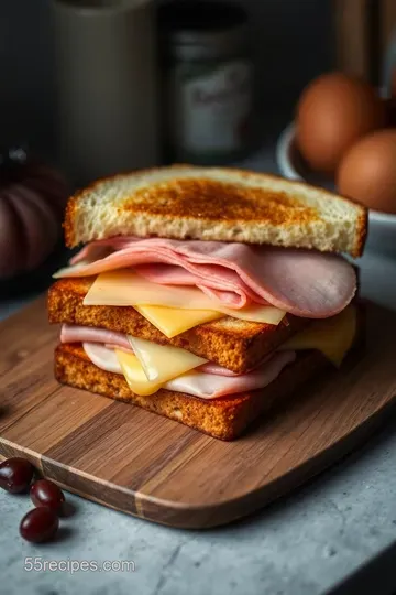 Decadent Monte Cristo Sandwich with Berry Compote presentation