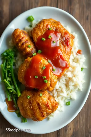 Crispy Fried Chicken with Sweet Spicy Honey Sauce presentation