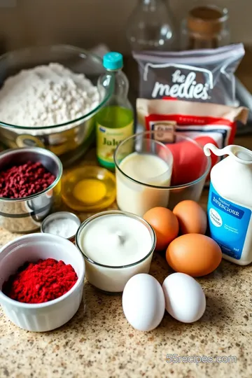 Heart-Shaped Red Velvet Cakes with Cream Cheese Frosting ingredients