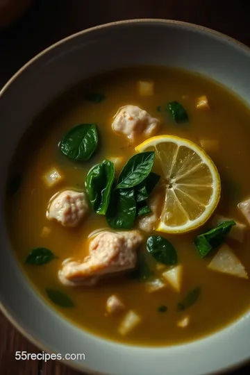 Lemon Spinach Ginger Chicken Soup presentation