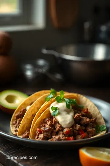 Mouthwatering Beef Tacos with Chipotle Cream presentation