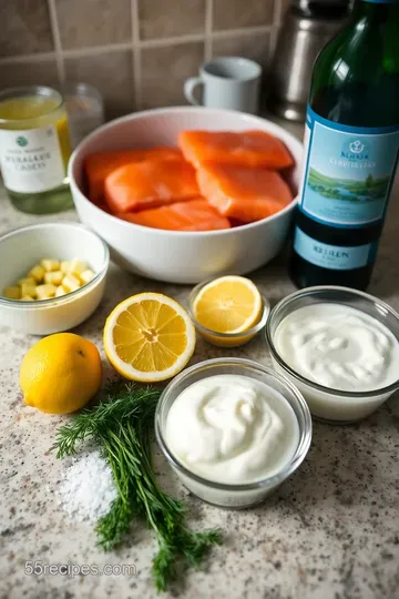 Refreshing Cold Poached Salmon with Lemon-Dill Sauce ingredients