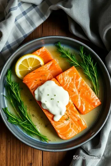 Refreshing Cold Poached Salmon with Lemon-Dill Sauce presentation
