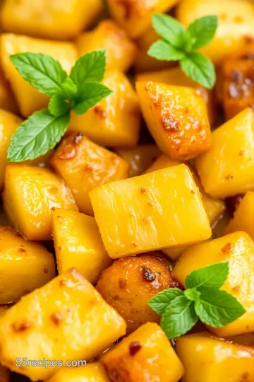 Roasted Pineapple Chunks in Cast Iron presentation