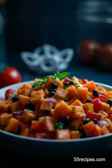 Roasted Sweet Potato Salad with Honey-Lime Dressing presentation