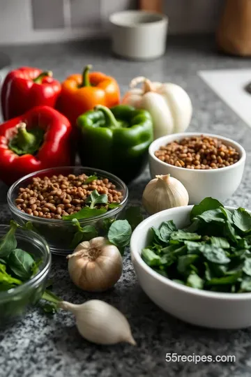 Savory Lentil and Spinach Stuffed Peppers – Alpha Gal Approved! ingredients