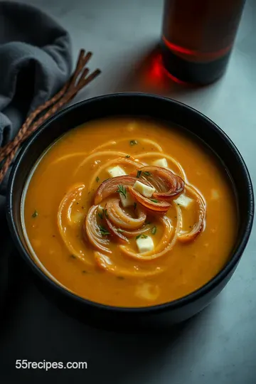 Savory Longhorn Onion Soup with a Cheesy Twist presentation