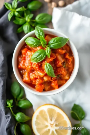 Spiced Tomato Basil Sauce in a Bottle presentation