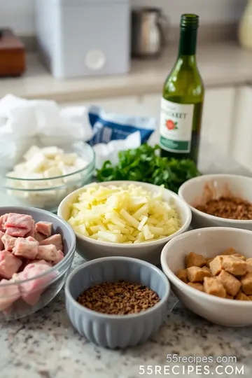 Slow Cooked Pork Rillettes with Wine ingredients