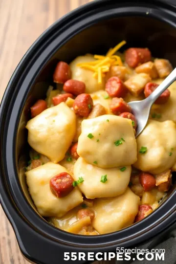 Crockpot Pierogi Casserole with Kielbasa presentation