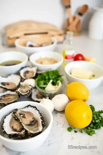Steamed Oysters with Garlic Butter & Lemon ingredients