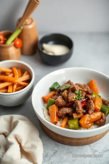 My Easy Stir Fry Pepper Beef with Crunchy Veggies presentation