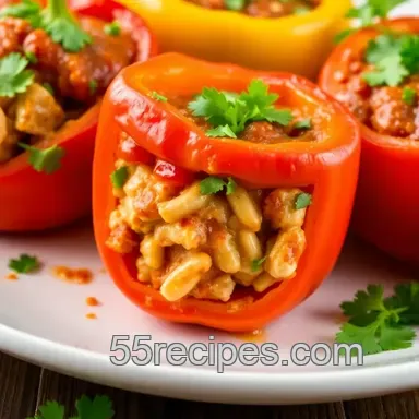 How to Make Bake Chicken Stuffed Peppers - Healthy & Quick Recipe Card