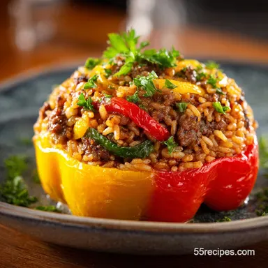 Stuffed Capsicum: Hearty Mediterranean Beef and Rice Recipe
