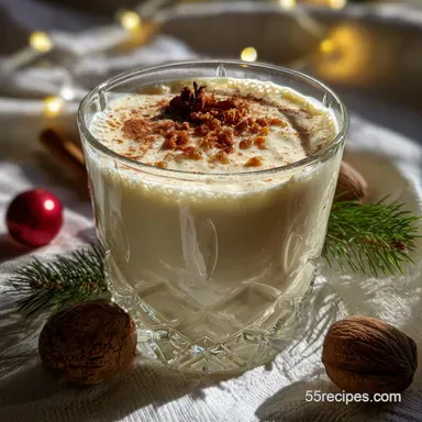 Egg Nog Cocktail: Classic Spiced Holiday Drink Recipe Card