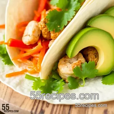 Coconut Wraps with Fresh Veggies and Tangy Sauce presentation