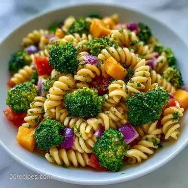 Cold Broccoli Pasta Salad: Meal Prep Recipe Card