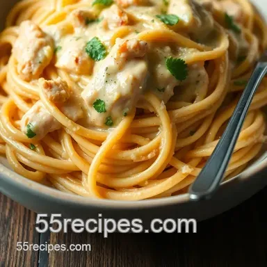 Creamy Dreamy Chicken Spaghetti presentation
