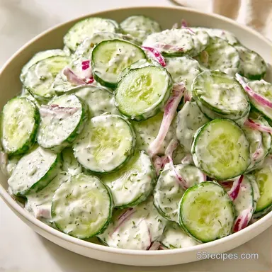 German Cucumber Salad with Sour Cream Recipe Card
