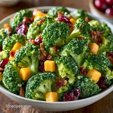 Creamy Mayo Broccoli Salad with Bacon Recipe Card