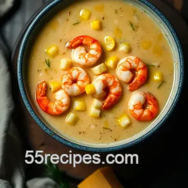 Creamy Shrimp and Sweetcorn Chowder presentation