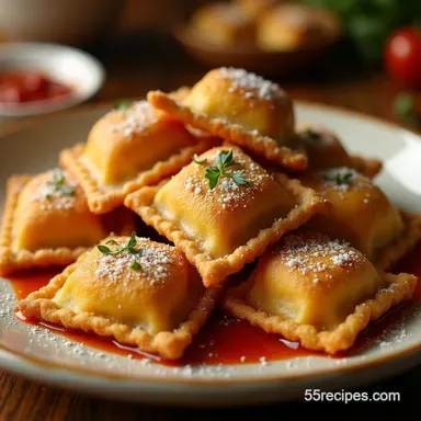 The Best Crispy Deep Fried Ravioli Recipe with Homemade Marinara Recipe Card