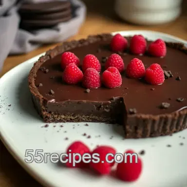 Decadent Dairy-Free Chocolate Raspberry Tart presentation