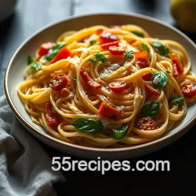 Deliciously Rustic Creste di Gallo Pasta with Seasonal Vegetables Recipe Card