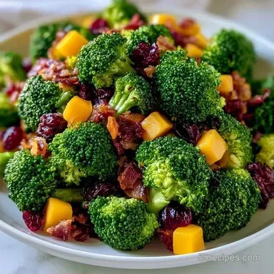 Easy Cold Broccoli Salad for 8 Servings Recipe Card