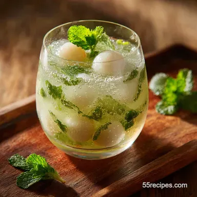 Lychee Drink Recipe: The Sparkling Mint Refresher (Easy Mocktail) Recipe Card