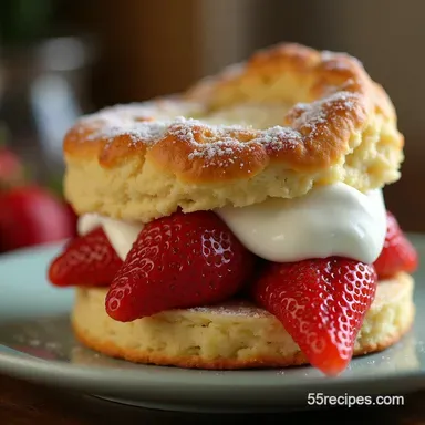 The Best Strawberry Shortcake with Flaky Homemade Biscuits Recipe Card