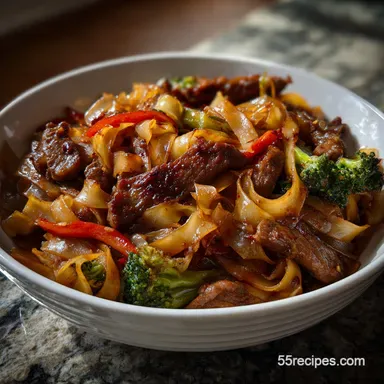 Flat Rice Noodles: Wok-Seared Flavor Recipe Card